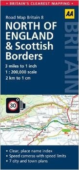 North England & Scottish Borders Road and Tourist Map.