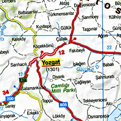 Turkey and Western Turkey, Road and Shaded Relief Tourist Map.