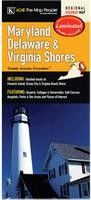 Delaware, Maryland, and Virginia Shores Laminated Road Map, America.