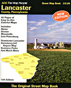 Lancaster County Street ATLAS, Pennsylvania, America.