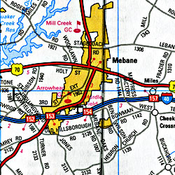 Raleigh 50 Mile Radius Map, North Carolina, America.