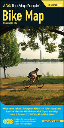 Washington DC Regional Bike Map, America.