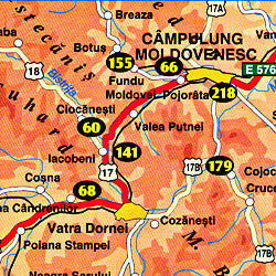 Romania Monasteries Road and Tourist Map.