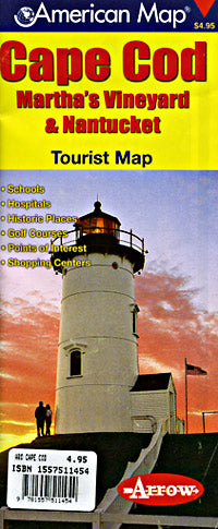 Cape Cod Road and Tourist Map, Massachusetts, America.