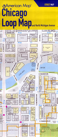 Chicago Loop Map, Illinois, America.