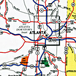 Georgia "StateSlicker" Road and Tourist Map, America.