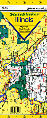 Illinois "StateSlicker" Road and Tourist Map, America.