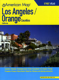 Los Angeles and Orange Counties Street ATLAS, California, America.