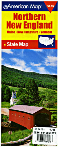 New England "Northern" Road and Tourist Map, America.