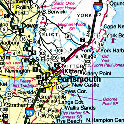 New England "Northern" Road and Tourist Map, America.