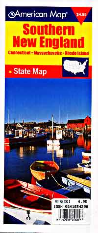 New England "Southern" Road and Tourist Map, America.