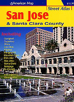 San Jose and Santa Clara County Street ATLAS, California, America.