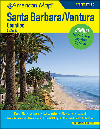 Santa Barbara and Ventura Counties Street ATLAS, California, America.