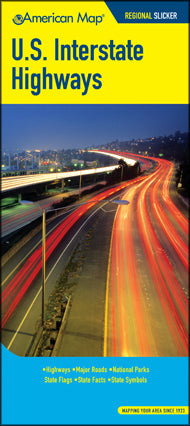 United States Interstate Highway "Regional Slicker" Road and Tourist Map.