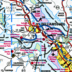 Virginia Road and Tourist Map, America.