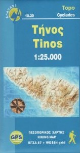 Tinos Road and Tourist Map, Greece.