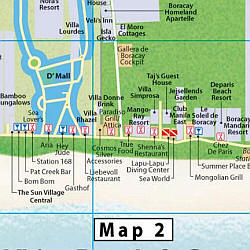 Boracay Island, Tourist Map, Philippines.