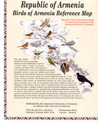 Birds of Armenia, Road and Tourist Map.