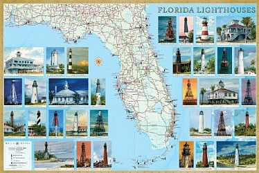 Florida Lighthouses, Florida, America. Laminated.