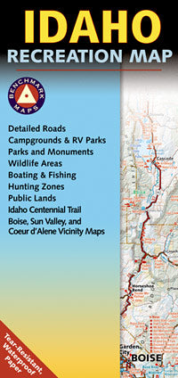 Idaho Road and Recreation Map, Idaho, America.