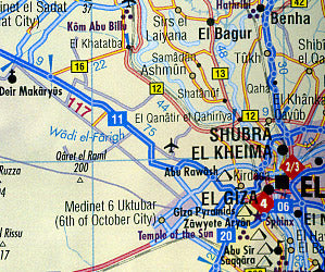 Egypt Road and Shaded Relief Tourist Map.