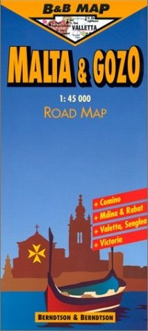 Malta, Road and Shaded Relief Tourist Map, Mediterranean.