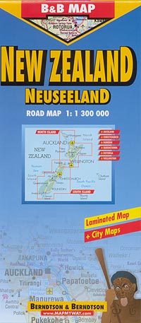 New Zealand, Road and Shaded Relief Tourist Map.