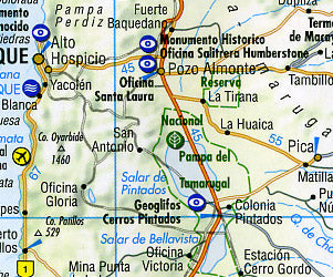 Chile Road and Tourist Map.