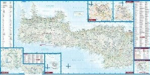 Crete Road and Shaded Relief Tourist Map, Greece.