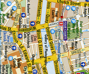 Ireland Road and Shaded Relief Tourist Map.