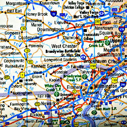 United States, NORTHEAST, NEW YORK AND THE GREAT LAKES, Road and Shaded Relief Tourist Map.