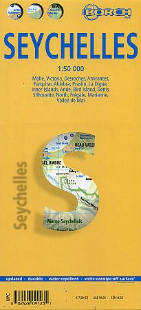 Seychelles Road and Tourist Map, Indian Ocean.