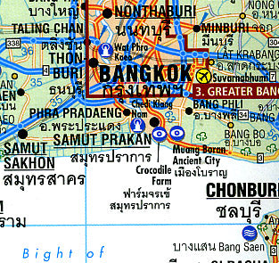 Thailand Road and Tourist Map.