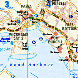 Virgin Islands (US and British), Road and Shaded Relief Tourist Map, West Indies.