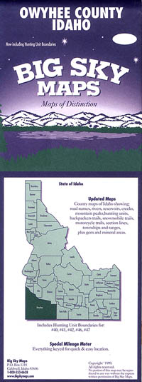 Owyhee County, Road and Outdoor Recreation Map, Idaho, America.