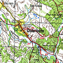 Bakony North Road and Shaded Relief Tourist Map, Hungary.