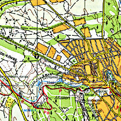 Bakony South Road and Shaded Relief Tourist Map, Hungary.