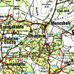 Balaton Road and Shaded Relief Tourist Map, Hungary.