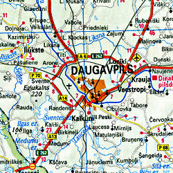 Baltic States, Road and Tourist Map.