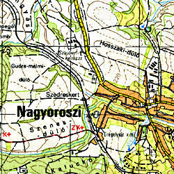 Borzsony Road and Shaded Relief Tourist Map, Hungary.