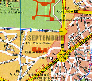 BUCHAREST, Romania.  Scale 1:20,000.  Size 27"x33".  Indexed.  Cartographia edition.  English and multilingual legends.    Detailed city street map.