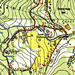 Budai Mountains Road and Shaded Relief Tourist Map, Hungary.