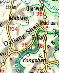 China and Mongolia Road and Shaded Relief Map.