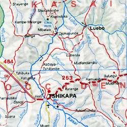 Congo Democratic Republic, Road and Tourist Map.