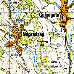 Cserhat Road and Shaded Relief Tourist Map, Hungary.