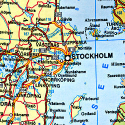 Europe Road and Shaded Relief Tourist Map.