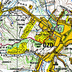 Karancs, Medves and Heves Road and Shaded Relief Tourist Map, Hungary.