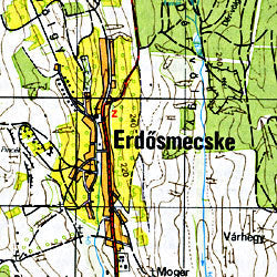 Mecsek Road and Shaded Relief Tourist Map, Hungary.