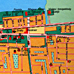 Valence Lake Road and Shaded Relief Tourist Map, Hungary.