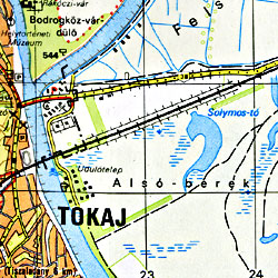 Zemplen Mountains South Road and Shaded Relief Tourist Map, Hungary.